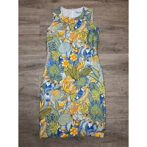 Tropical Toucan Embroidered Mini Dress Floral Bird Sheath Size 0